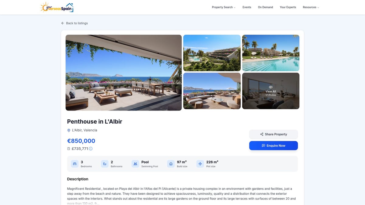 7 Best Property For Sale In Albir Spain For 2026 Buyers - 1. Penthouse in L'Albir – Sea Views & Luxury Amenities (€850,000)