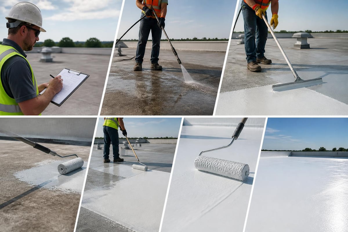 Roof restoration process stages