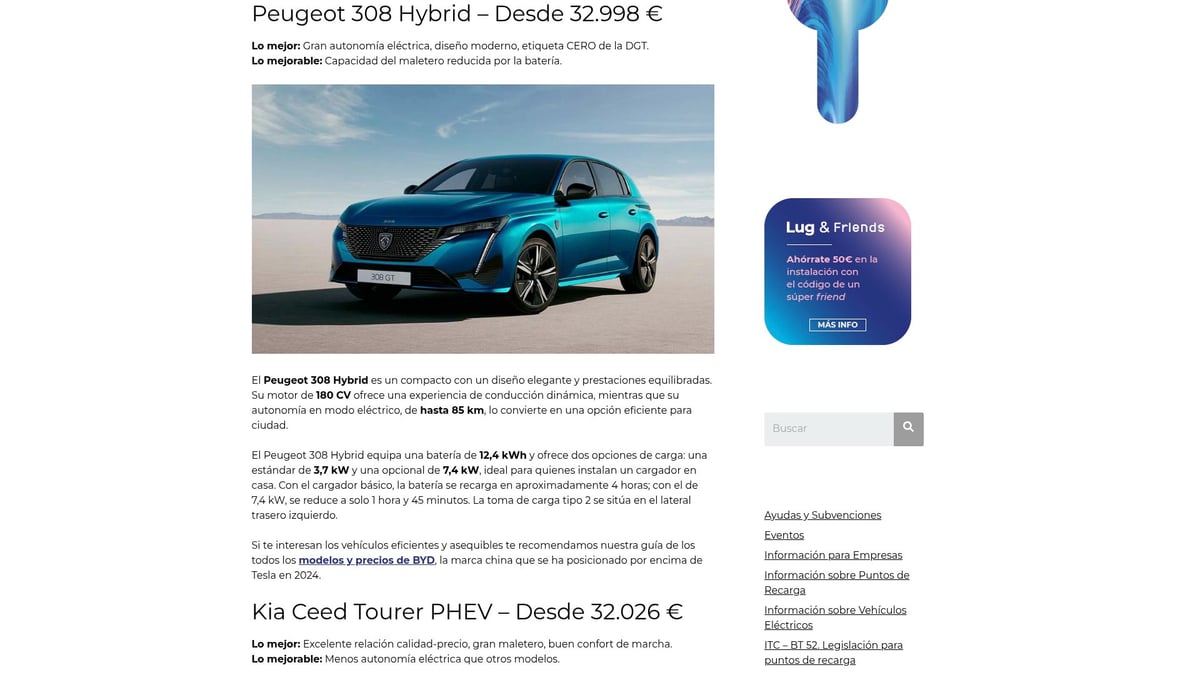 7 Coches Híbridos Enchufables Destacados para 2025 - 1. Peugeot 308 Hybrid