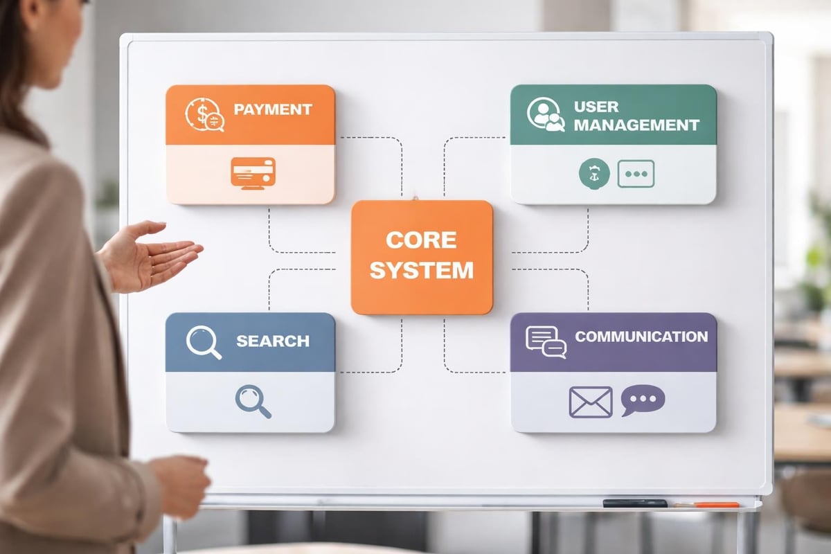 Custom Software Development for Startups: A 2026 Guide Modular software architecture diagram