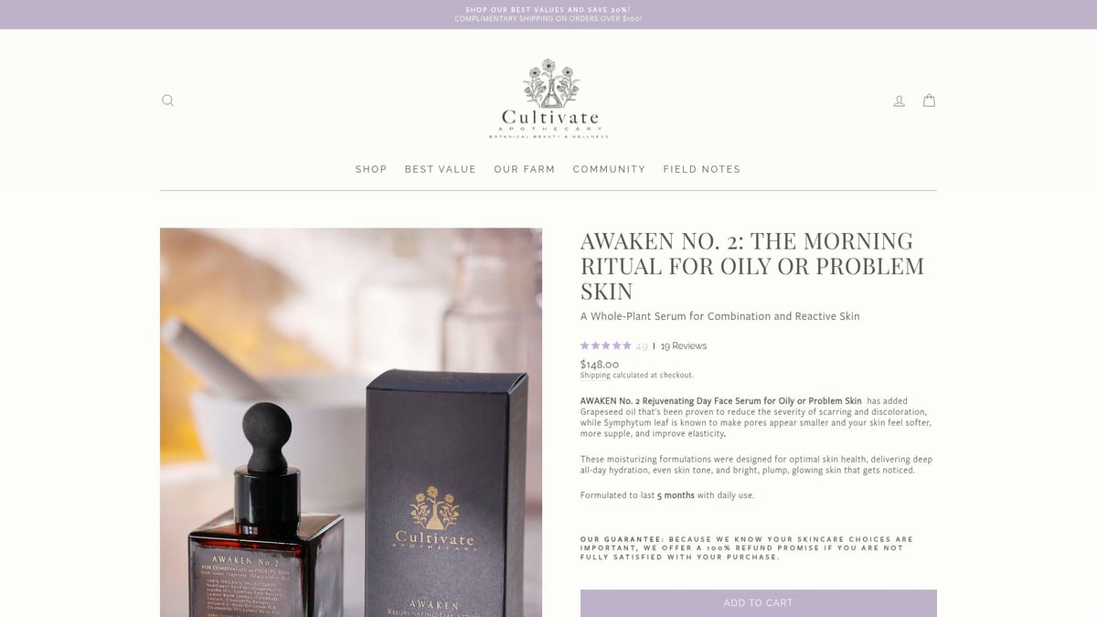 8 Best Botanical Skincare Products to Try in 2025 - Cultivate Apothecary Awaken No. 2 – Whole-Plant Day Serum