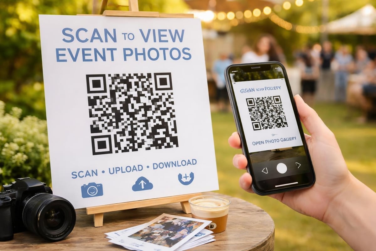QR code photo sharing workflow
