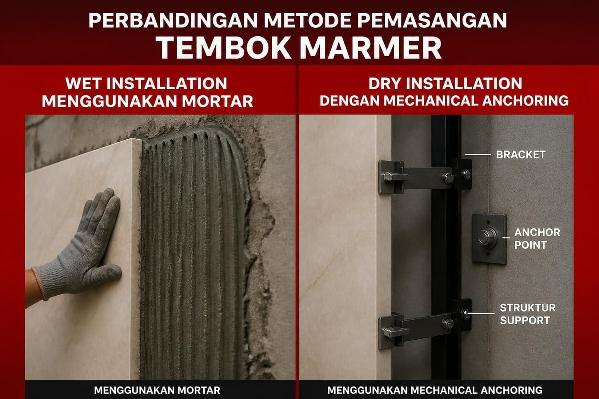 Sistem pemasangan marmer