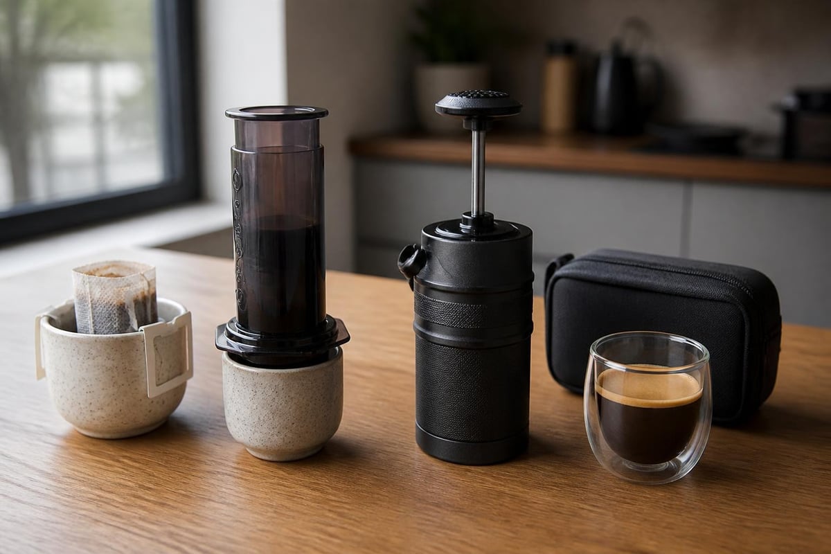 Travel coffee brewing