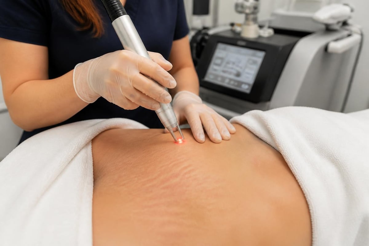 Laser wavelengths targeting stretch mark layers