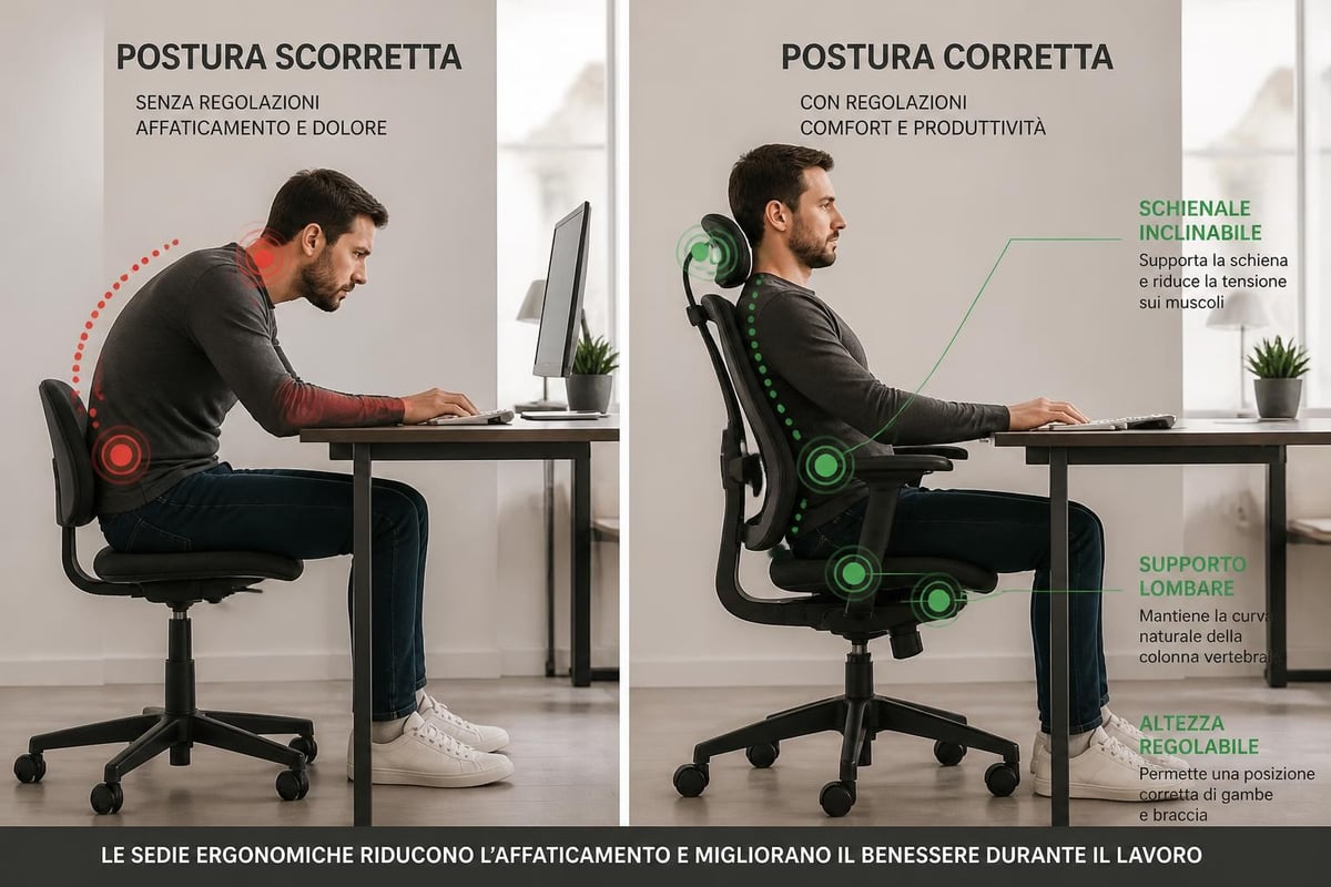 Ergonomia delle sedie moderne da ufficio