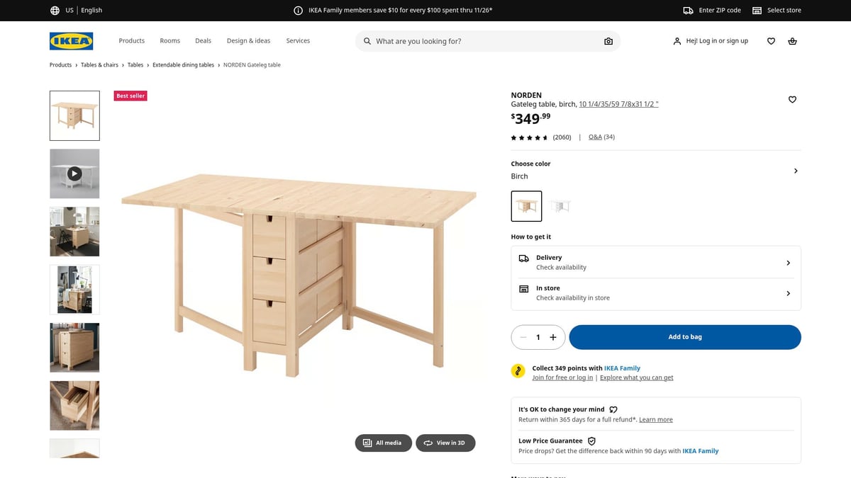 9 Best Contemporary Wooden Dining Table Designs for 2025 - IKEA NORDEN Gateleg Table