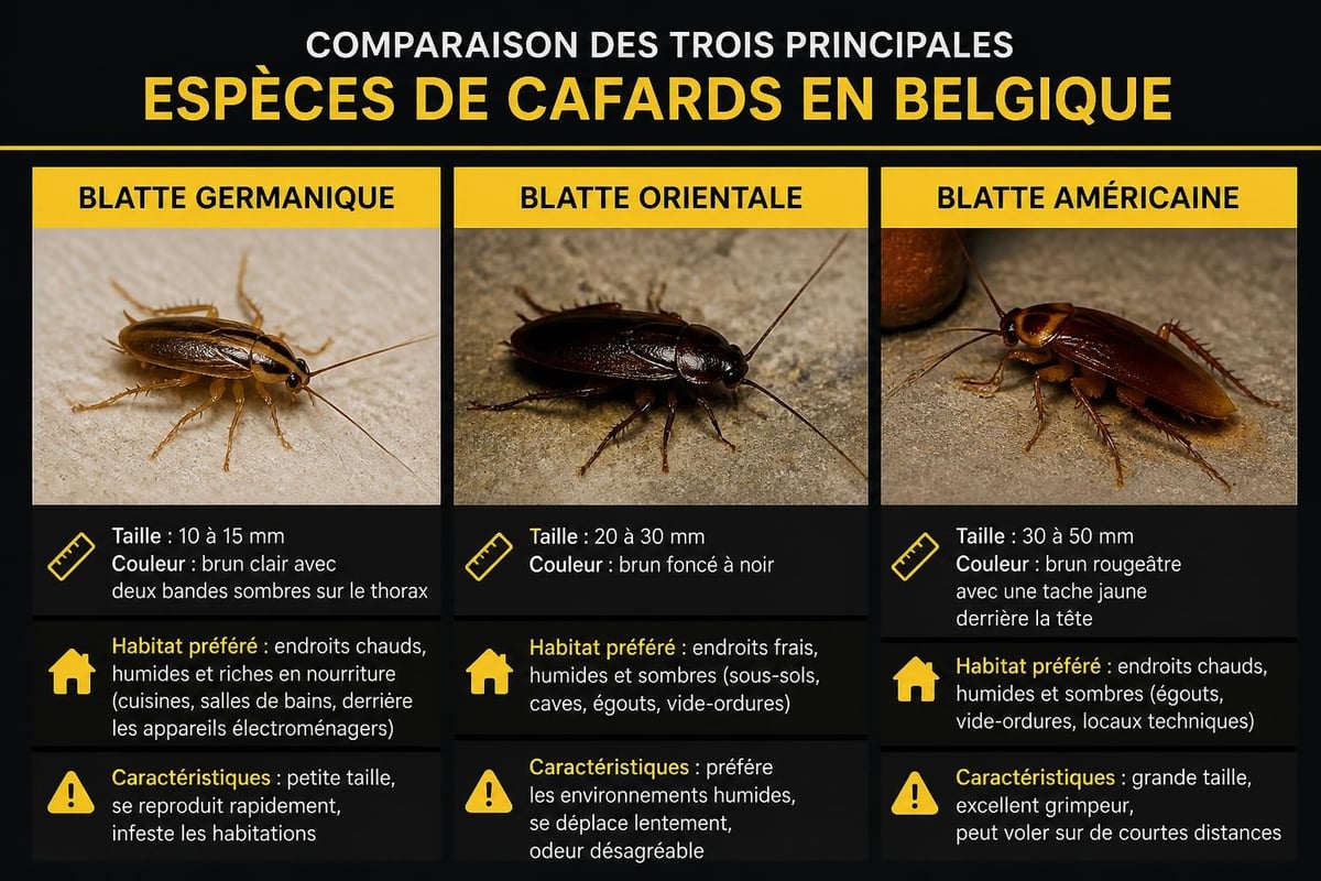 Espèces de cafards courantes