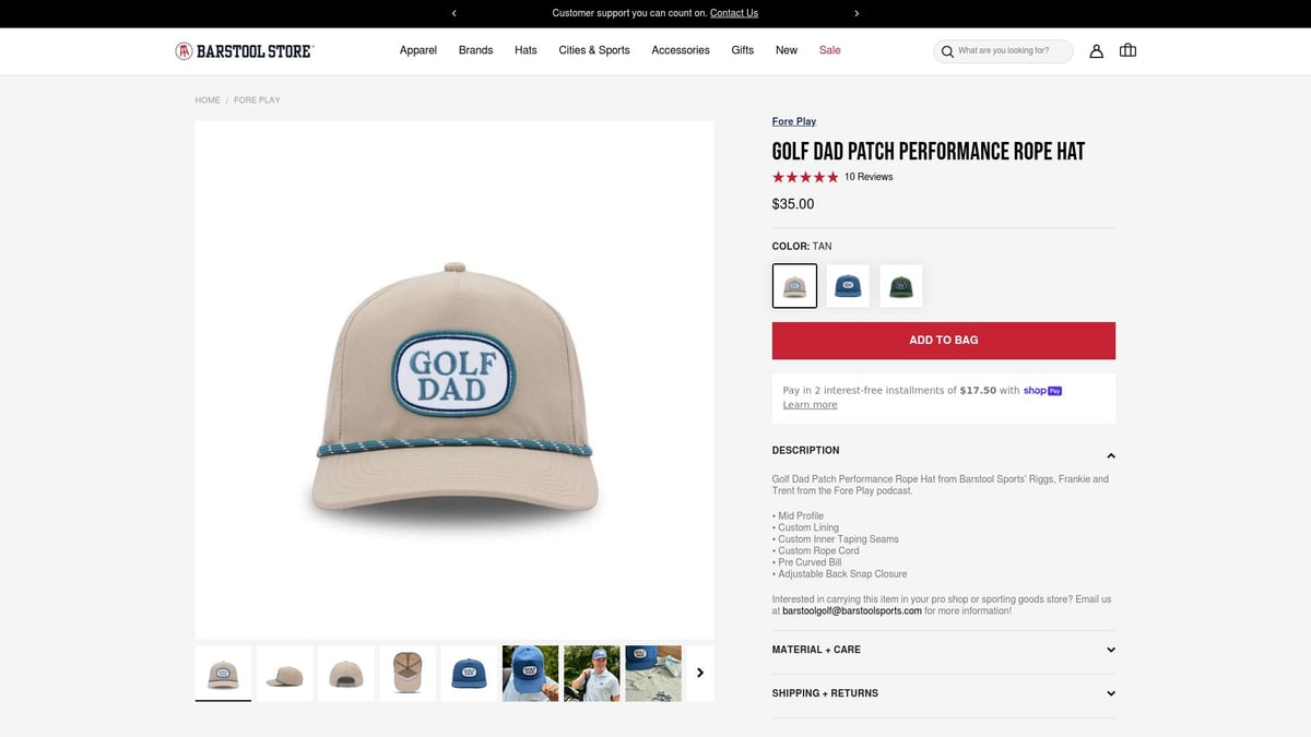 10 Must-Have Gifts Every Golf Dad Will Love in 2025 - Golf Dad Patch Performance Rope Hat – Barstool Sports ($35)