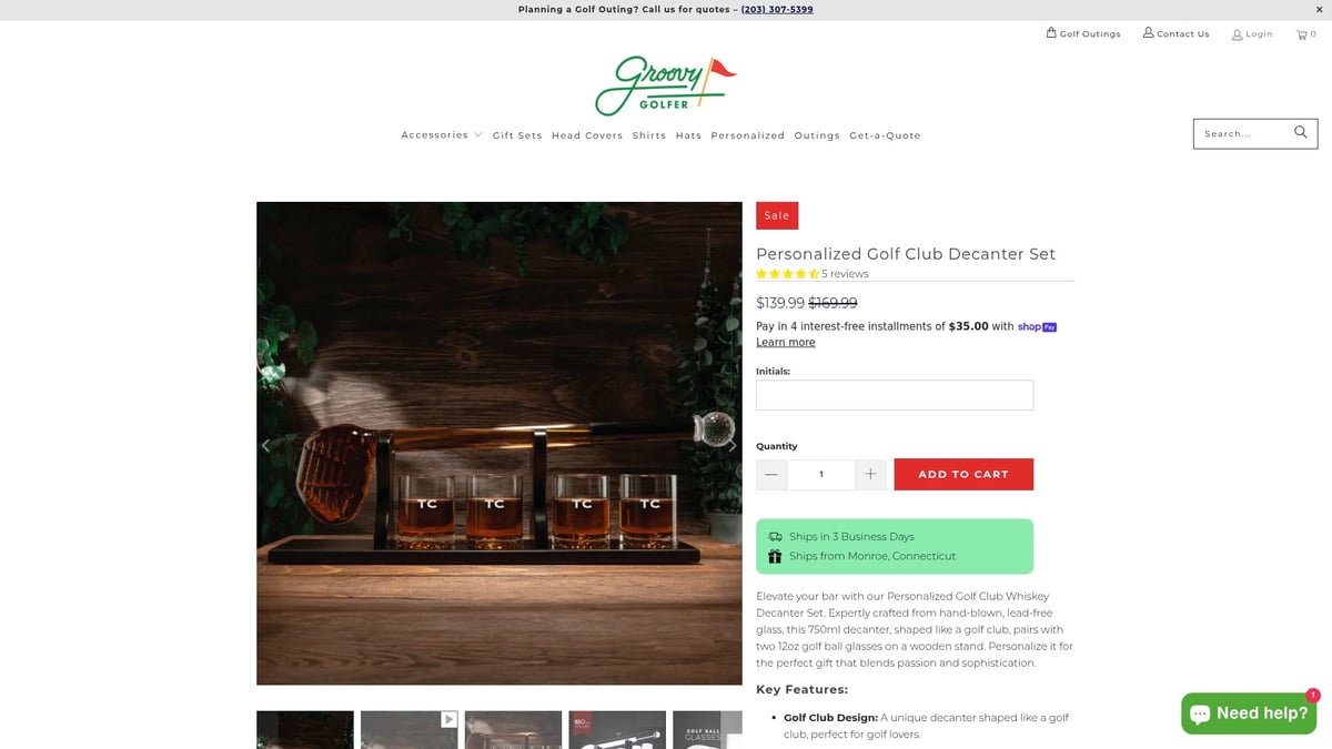 10 Must-Have Gifts Every Golf Dad Will Love in 2025 - Golf Club Whiskey Decanter Set – Groovy Golfer ($139.99)