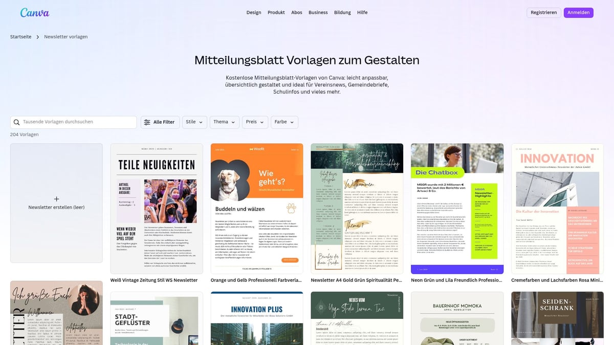 7 Inspirierende Newsletter Vorlagen f&uuml;r 2026 - Canva &ndash; Kreative und vielseitige Newsletter-Vorlagen