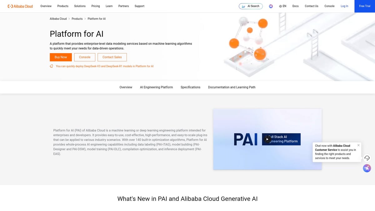 9 Essential AI Cloud Services Transforming 2026 - Alibaba Cloud Machine Learning Platform for AI (PAI)