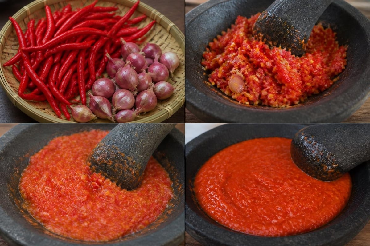 Proses penghalusan bumbu balado