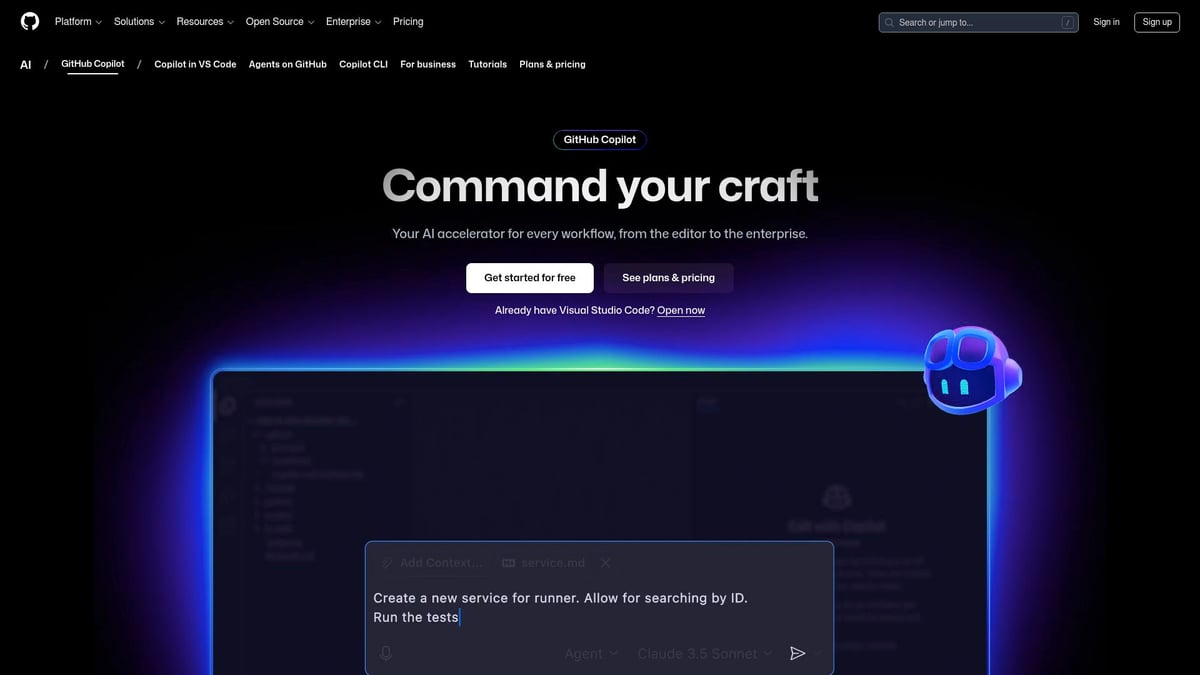 Top 7 Best AI for Business Solutions in 2025 - GitHub Copilot