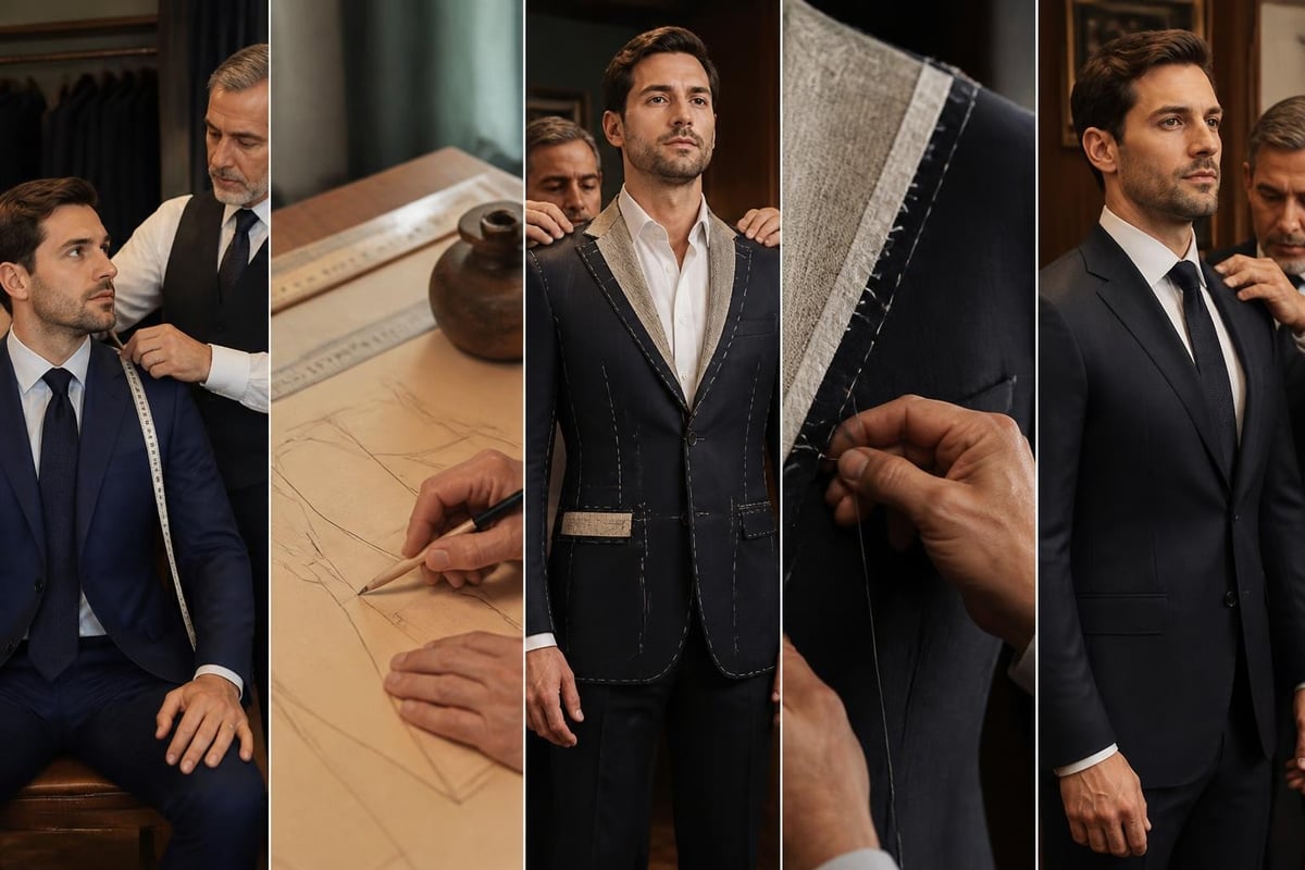 Bespoke suit tailoring process stages