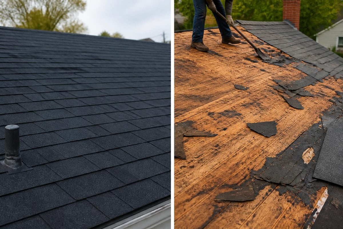 Roof overlay versus tear-off comparison