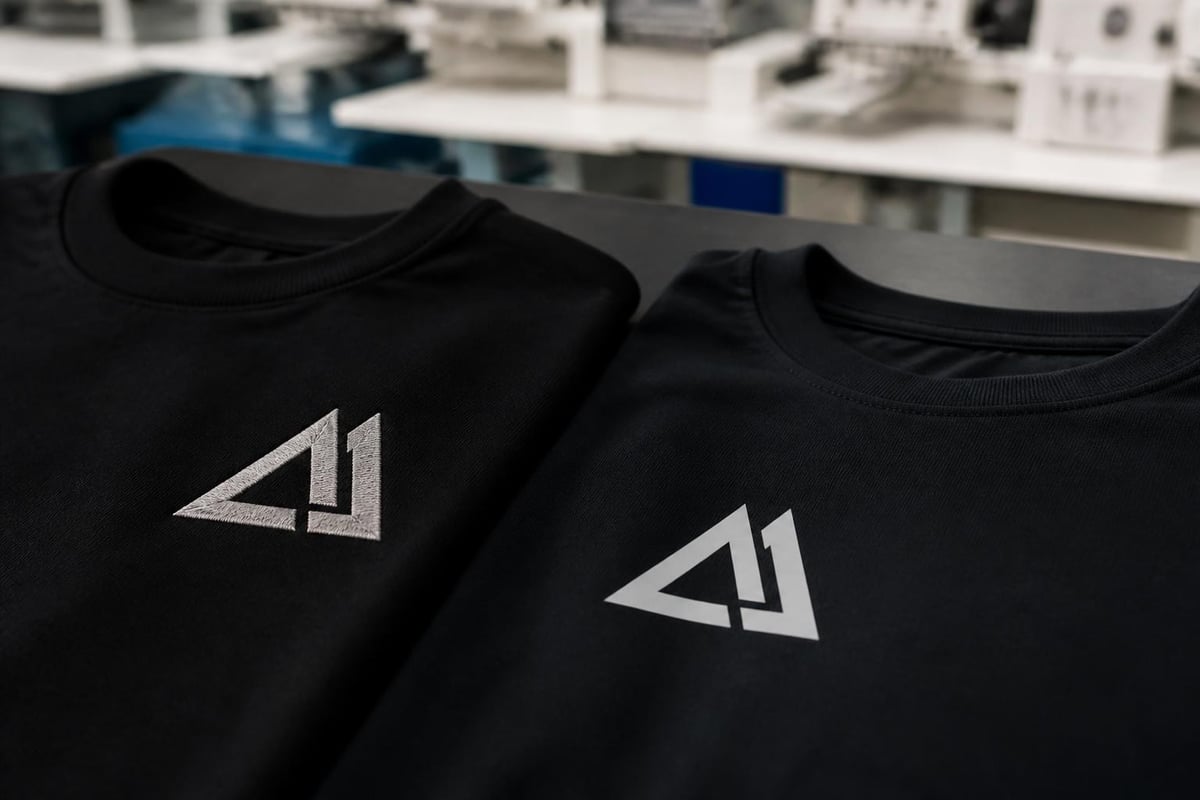 Professional branding on black workwear