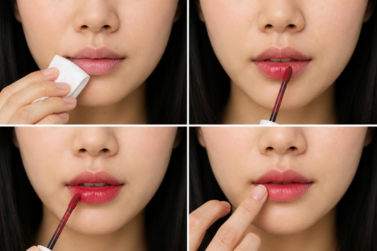 Lip stain application steps