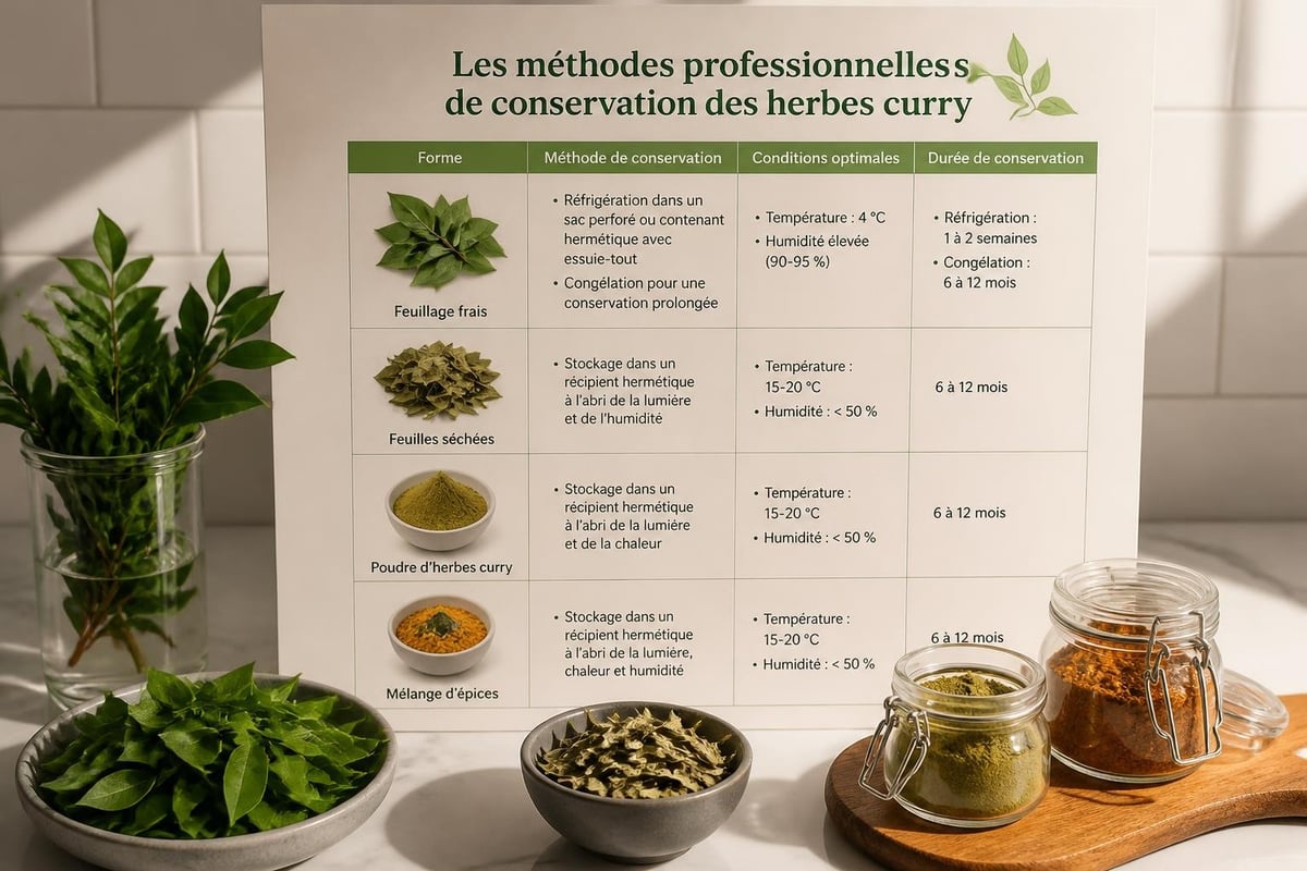 Techniques conservation herbes curry