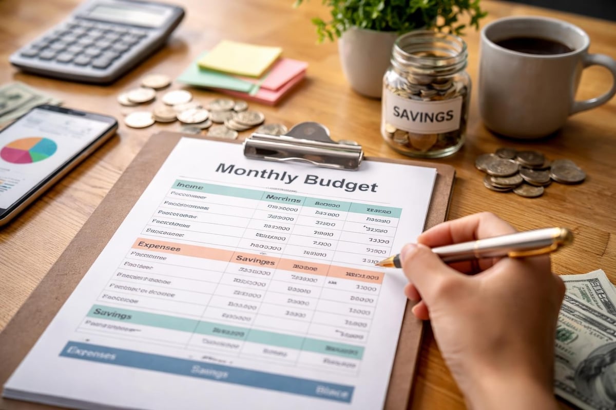 Monthly budget sheet structure