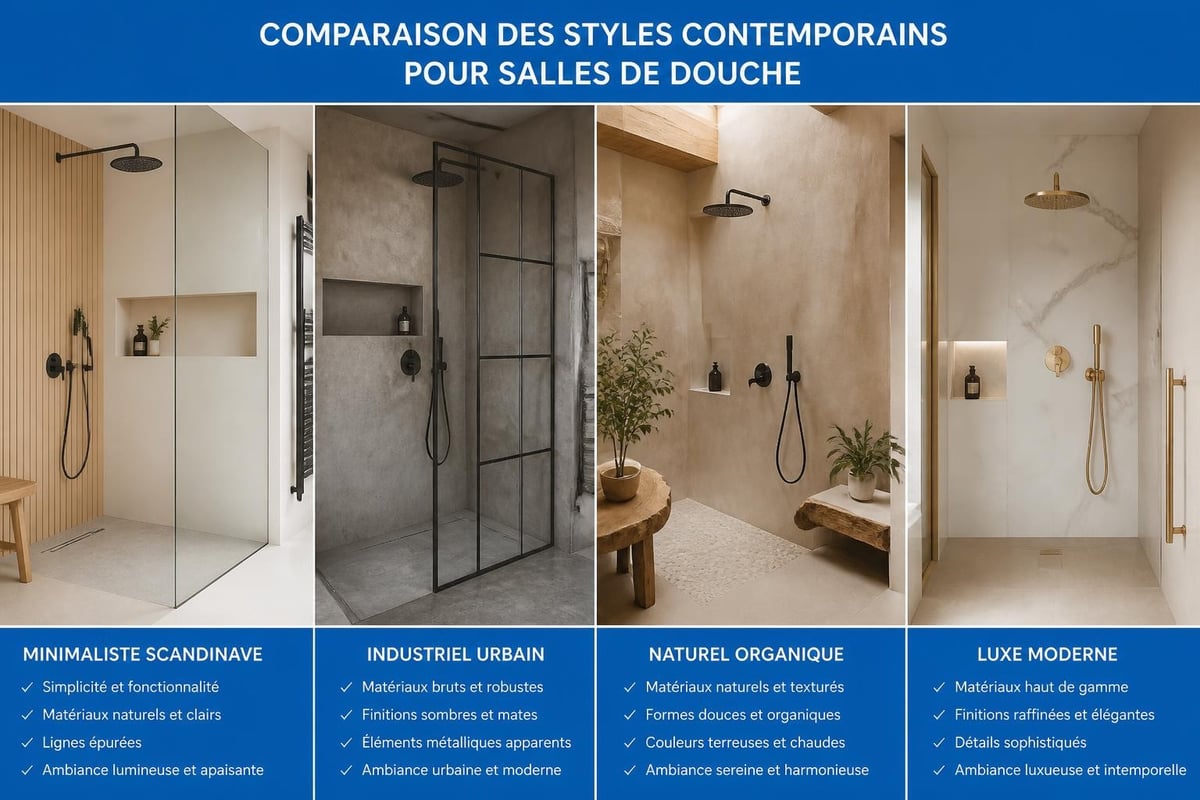 Styles de salles de douche