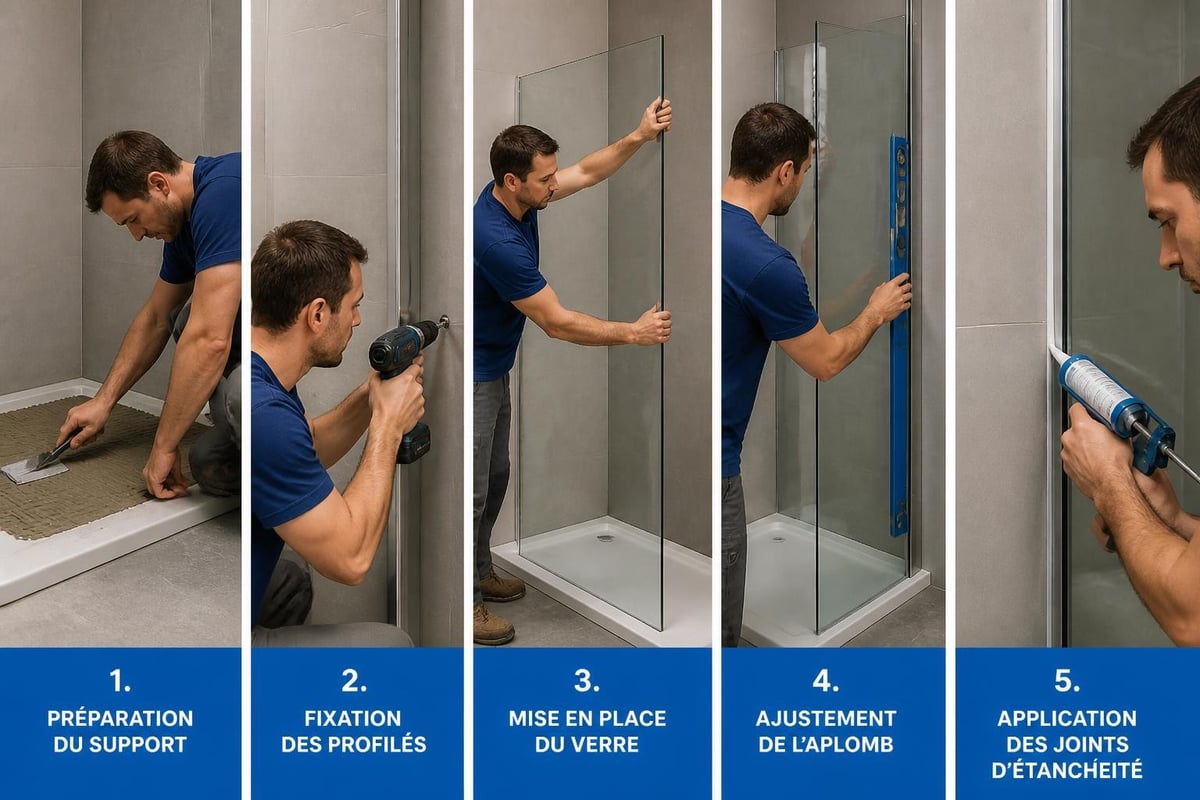 Installation paroi douche