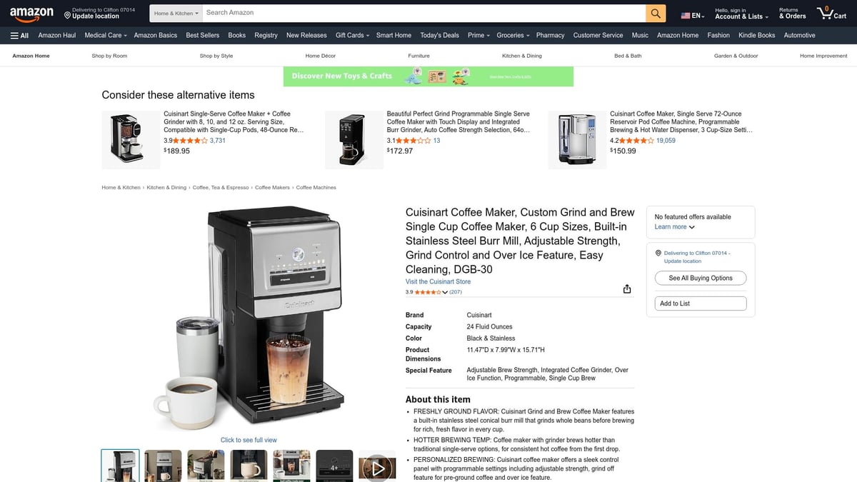 Top 8 Best Single Serve Coffee Maker Picks for 2026 - Cuisinart Custom Grind & Brew Single Serve Coffee Maker