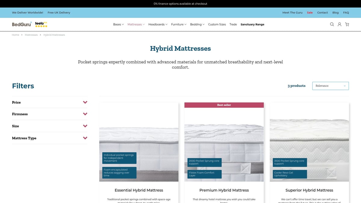 Top 7 Best Mattress For Ottoman Bed Picks In 2025 - BedGuru Hybrid 3000 Mattress