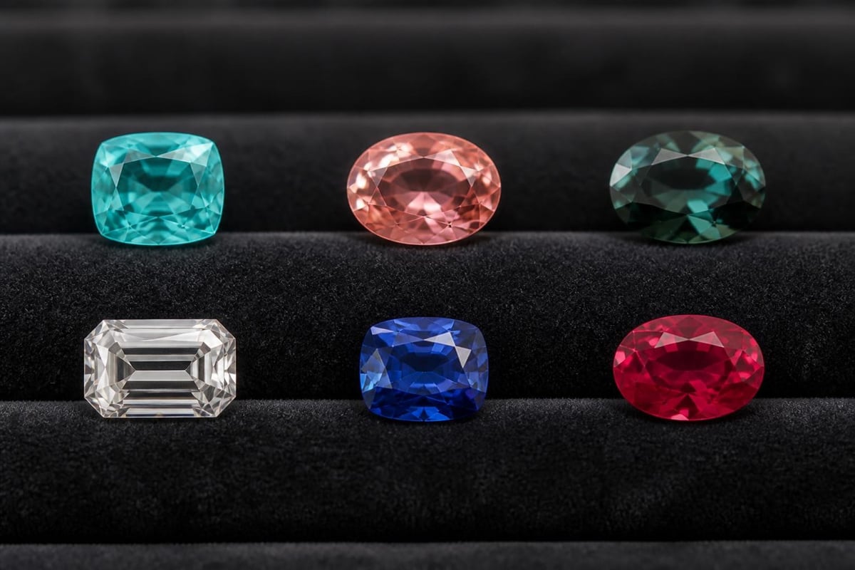 Rare colored gemstone comparison