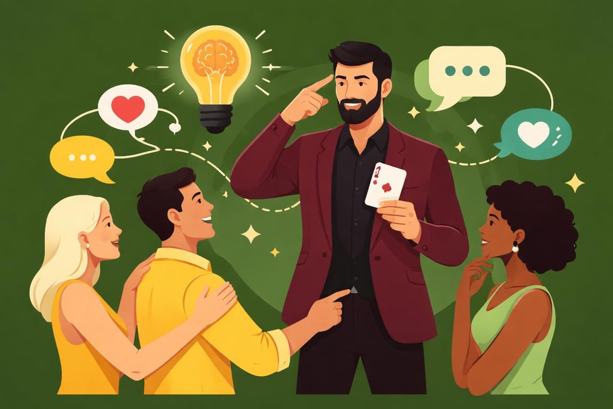 Mentalist interagiert mit Firmenevent-Gästen