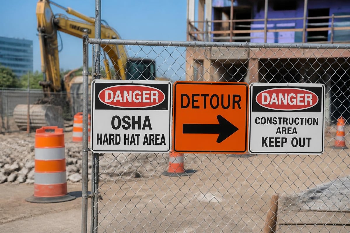 Construction warning sign regulatory hierarchy