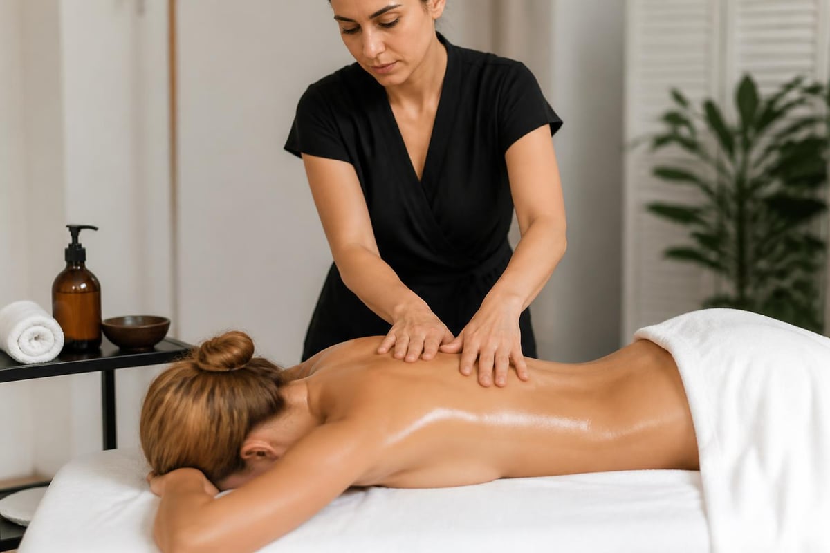 Professional massage oil application