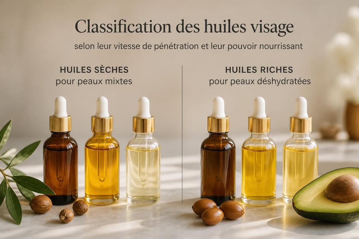 Comparaison textures huiles visage