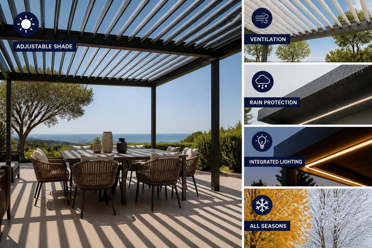 Bioclimatic pergola features