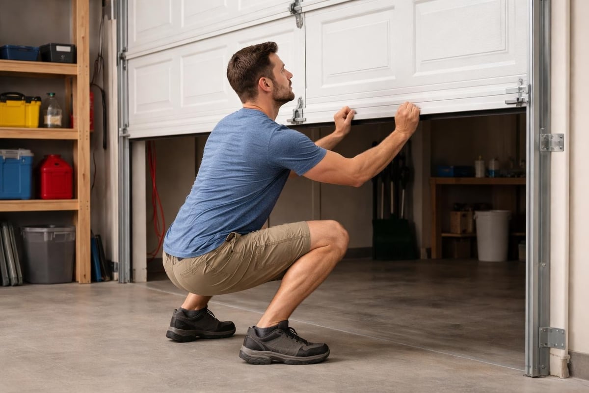 Manually lifting garage door safely