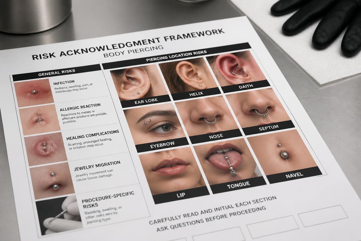 Body piercing risk categories and disclosure requirements