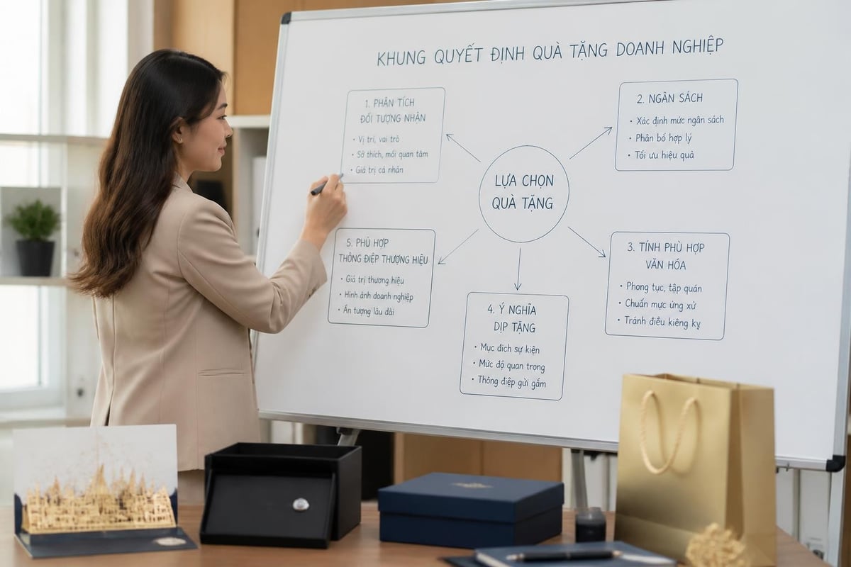 Quà Tặng Sang Trọng: Nghệ Thuật Lựa Chọn & Gợi Ý 2026 3 Gift selection decision process