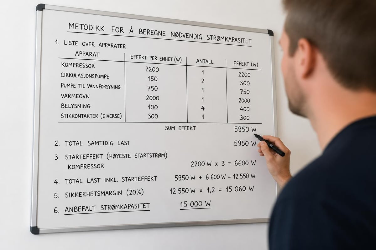 Effektberegning for nødstrøm
