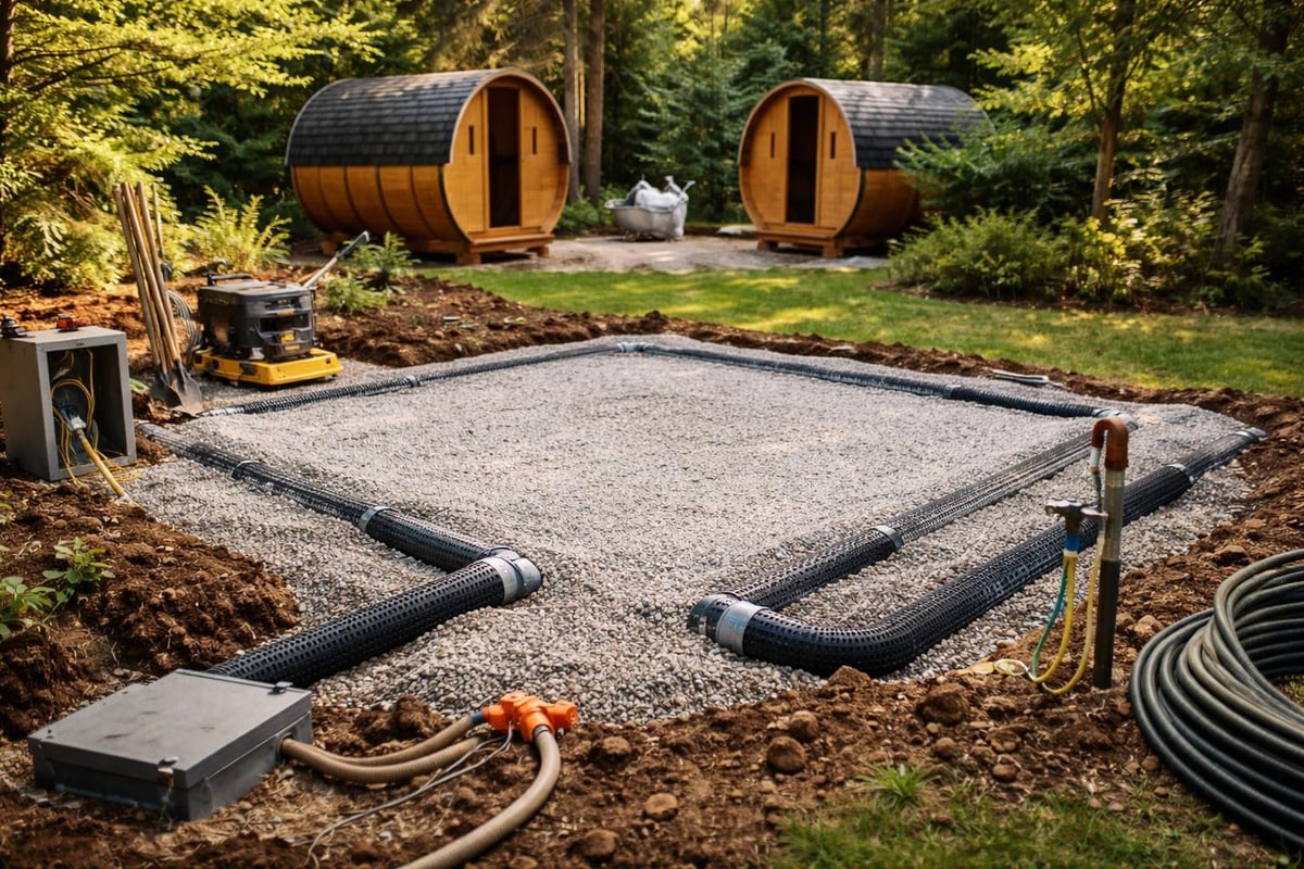 Barrel sauna site preparation