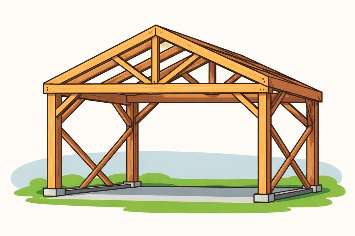 Timber frame garage structural components