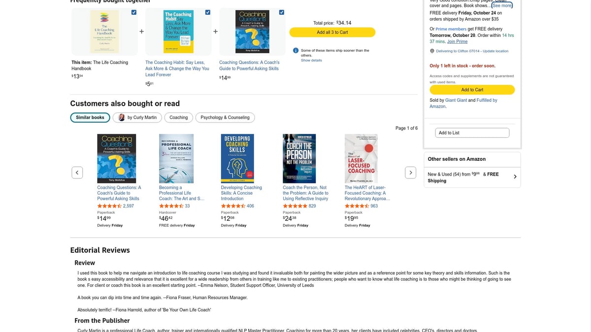 Top 7 Book On Coaching Picks To Transform Your Skills in 2025 - The Life Coaching Handbook by Curly Martin