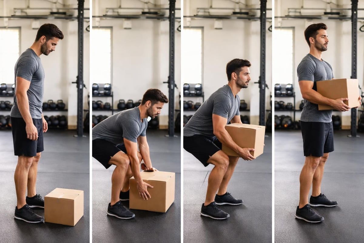 Proper lifting technique demonstration