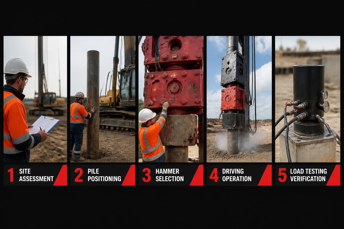 Driven pile installation stages