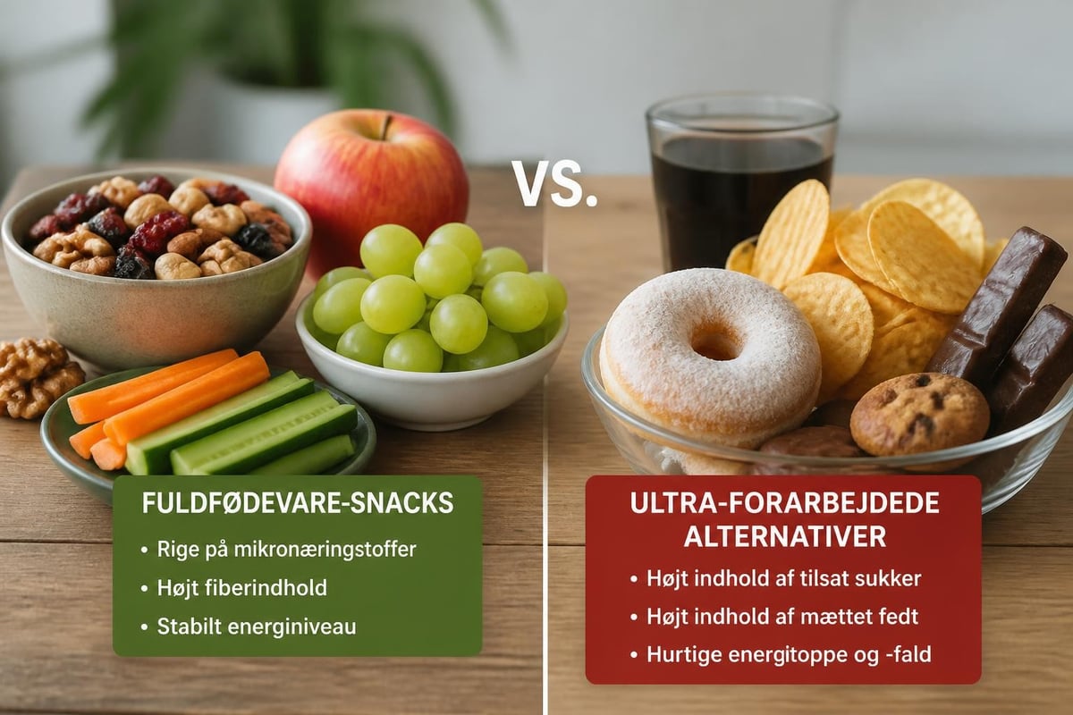 Næringssammenligning mellem processerede og naturlige snacks