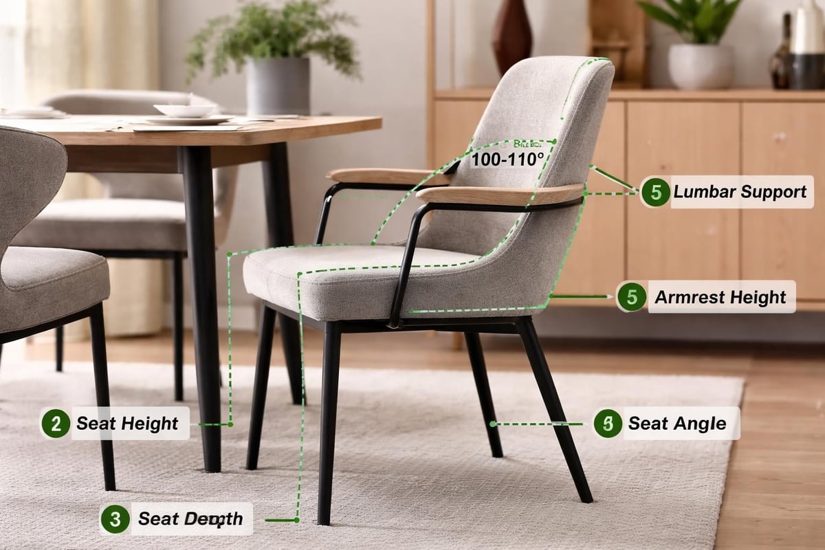 Dining chair ergonomics diagram