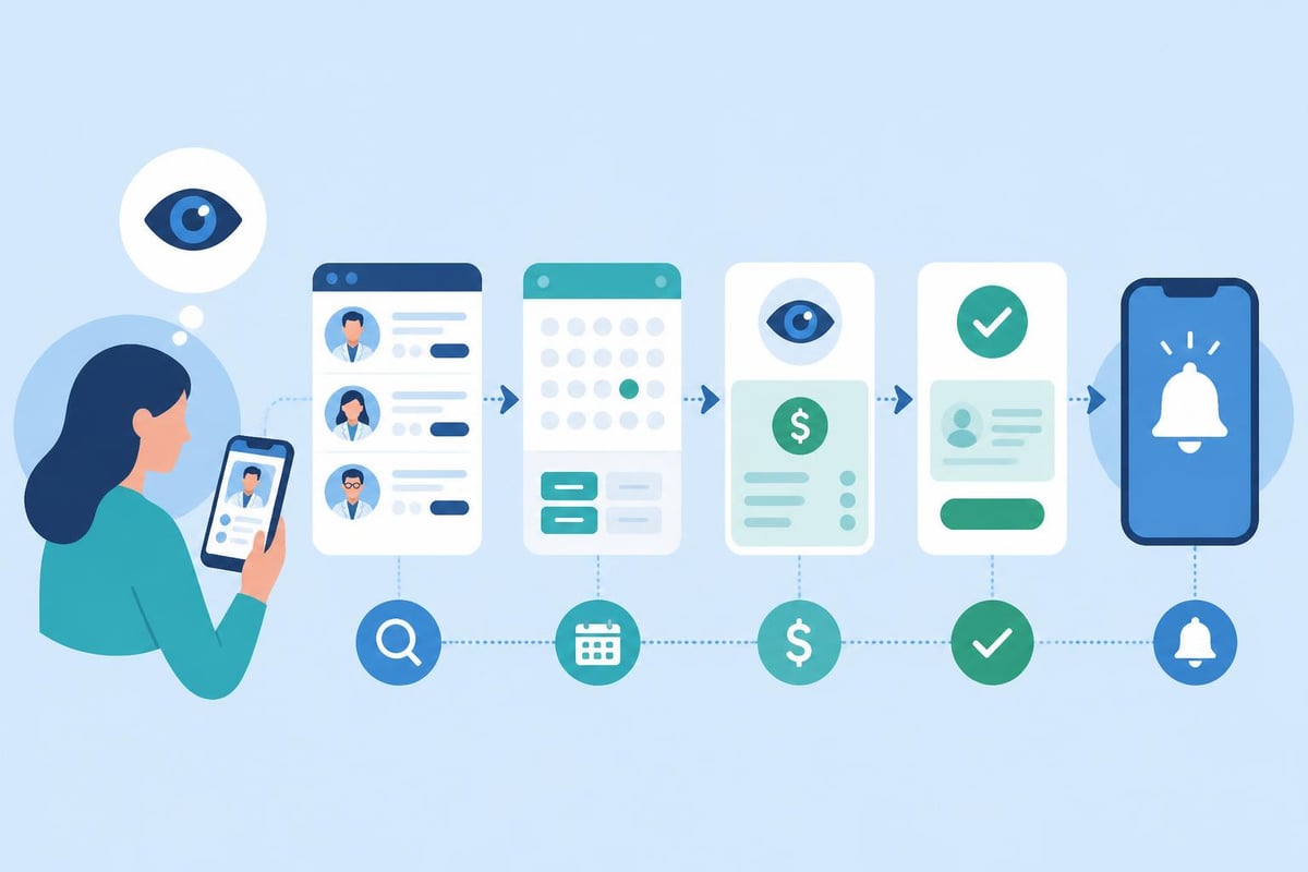 Processo di prenotazione online oculista
