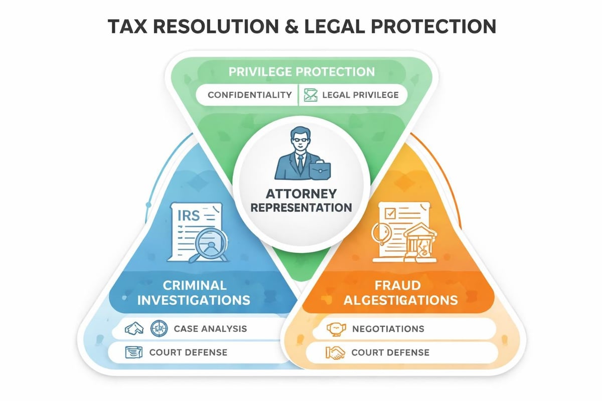Tax resolution plus legal defense
