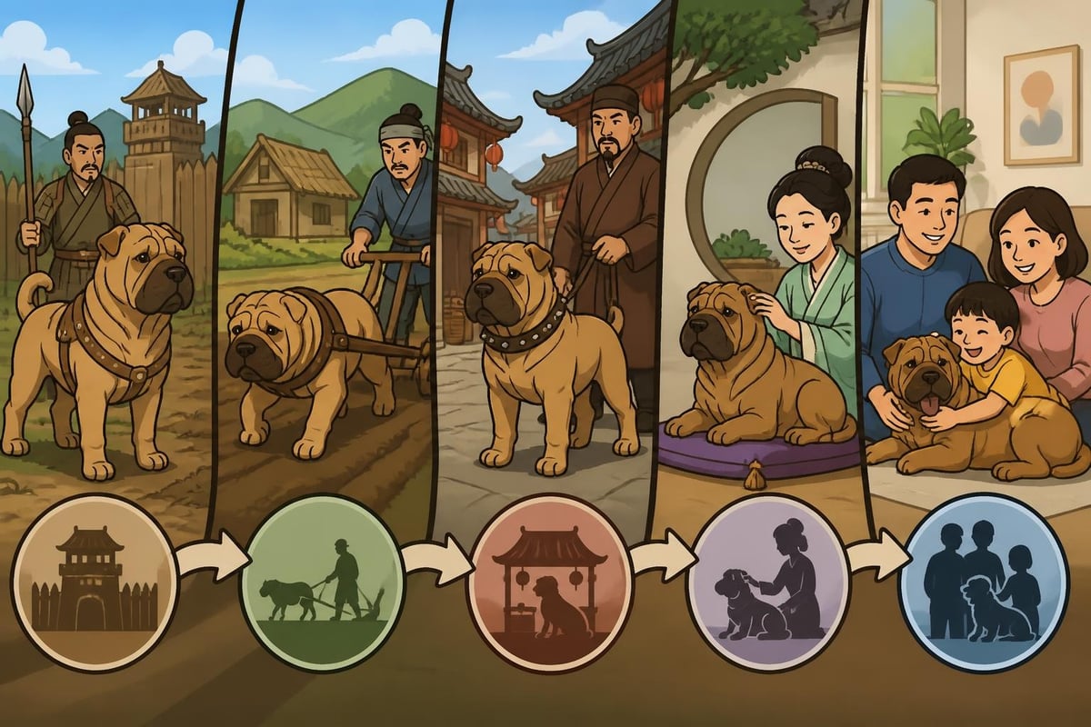 Evolutie van de shar pei door geschiedenis