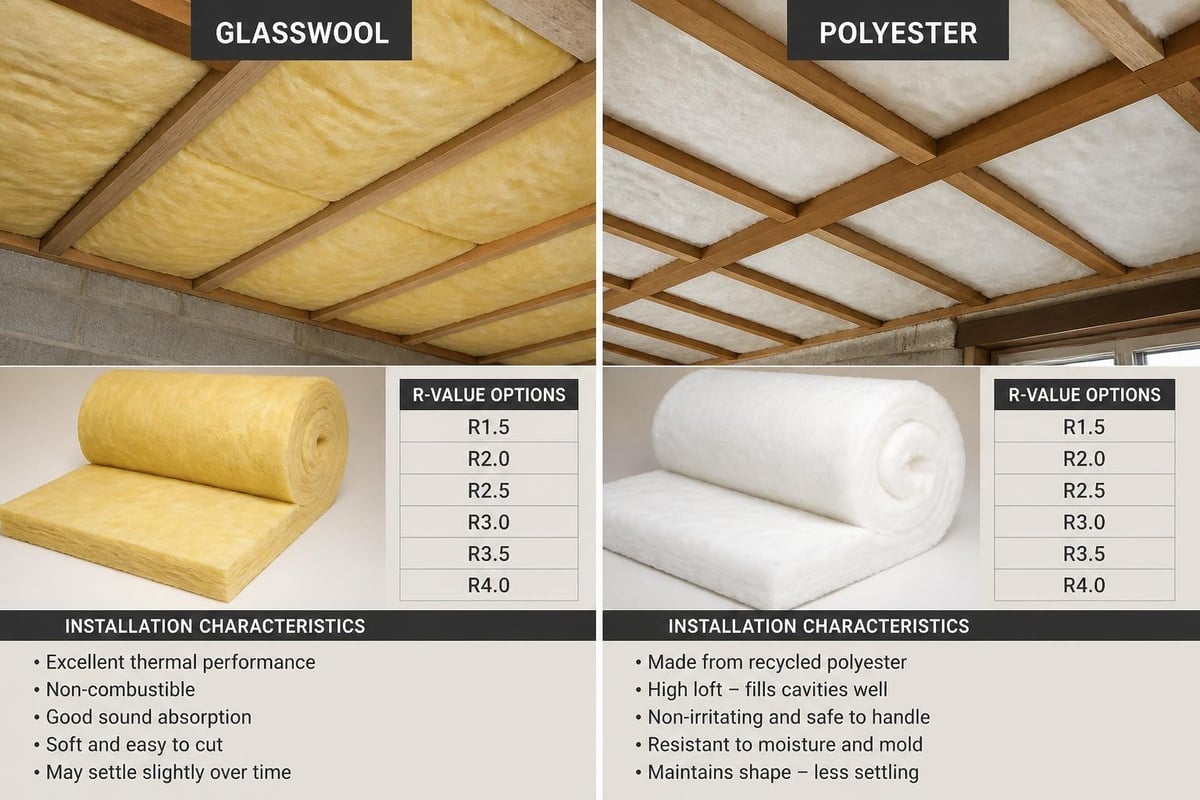Glasswool vs polyester ceiling batts comparison