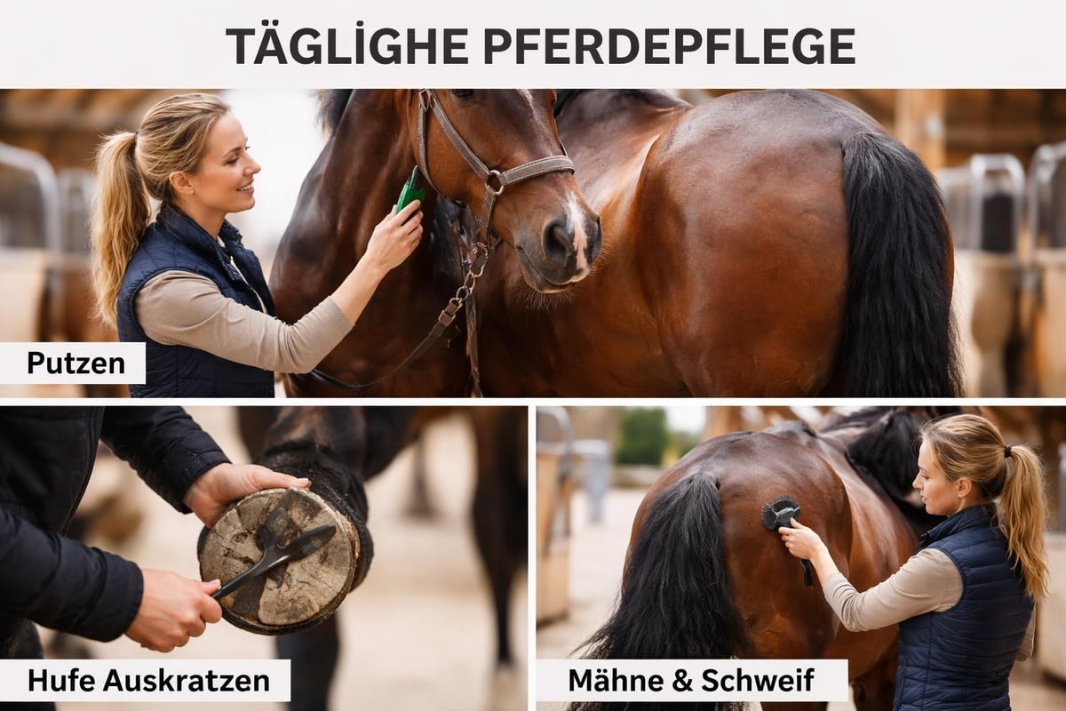 Tägliche Pferdepflege-Routine
